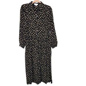 Lost + Wander We Can Be Free Midi Shirt Dress Womens Size Small Black Floral